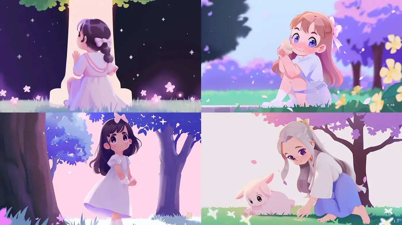 Whimsical and Enchanting Animated Illustrations with Consistent Aesthetic Elements - Midjourney sref style