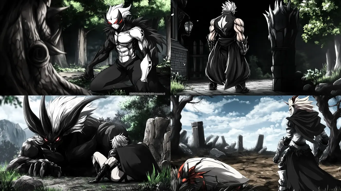 Monochrome Manga-Inspired Dynamic Illustrations - Midjourney sref style