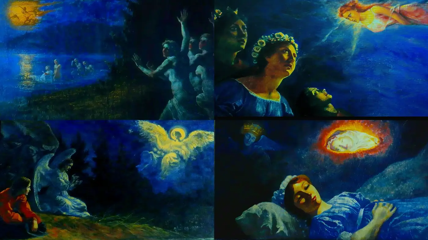 Mystical Blue Embrace: A Dreamlike Vision in Post-Impressionist Shades - Midjourney sref style