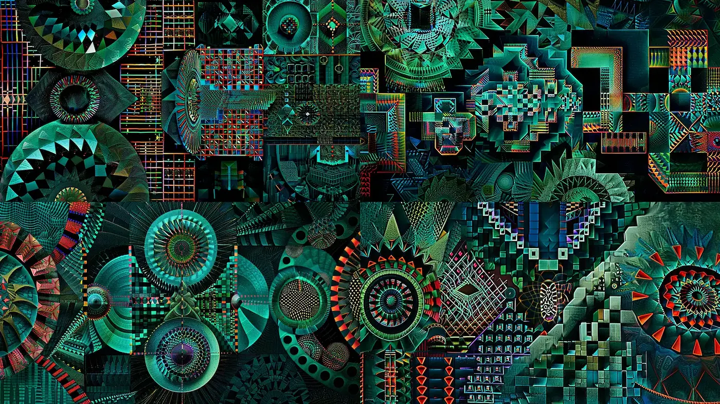 Intricate Geometric Patterns with a Technological Edge - Midjourney sref style