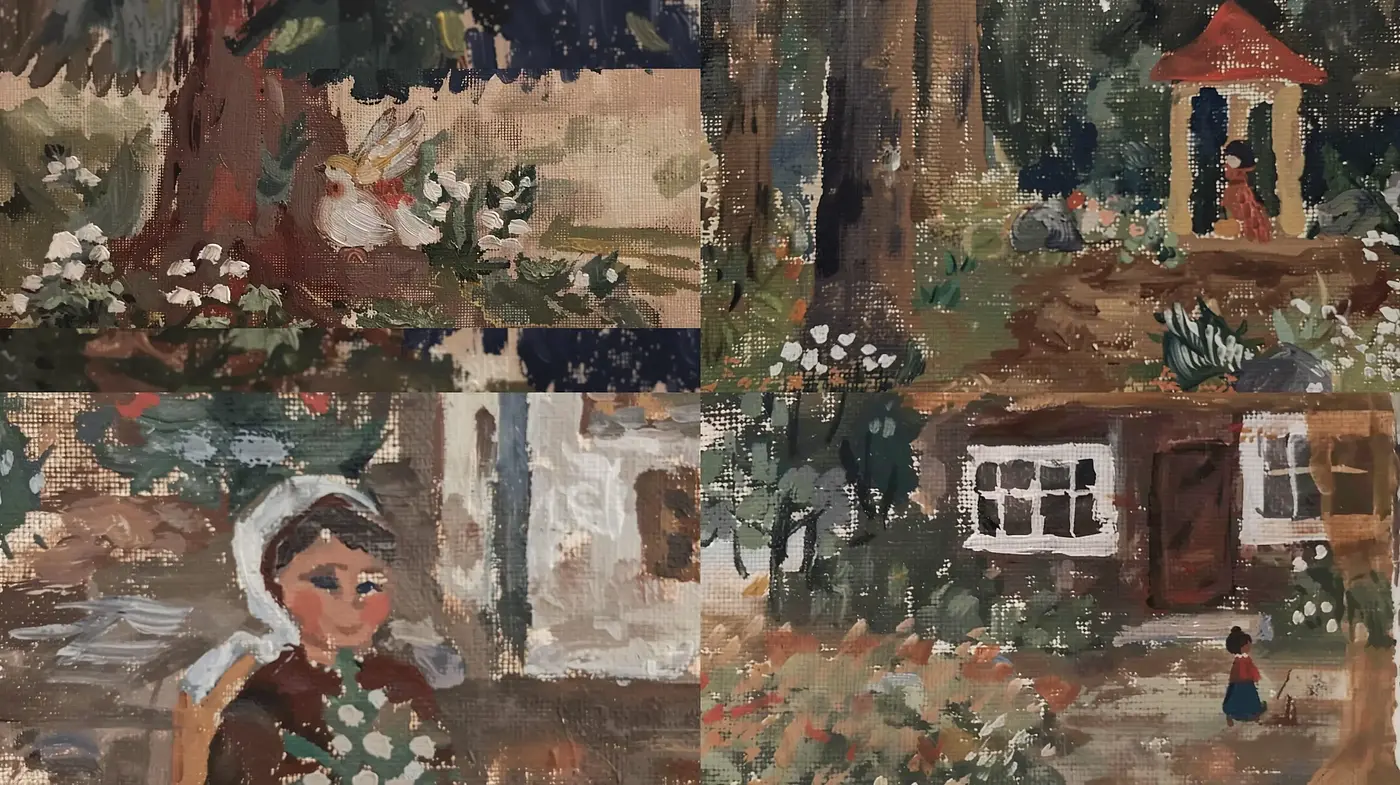 Textured Impressionist Pastoral Scenes - Midjourney sref style