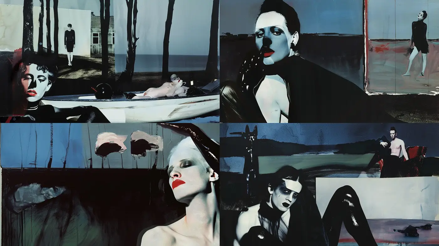 Contemplative Nocturnal Elegance: An Exploration of Dark Hues and Surreal Imagery - Midjourney sref style