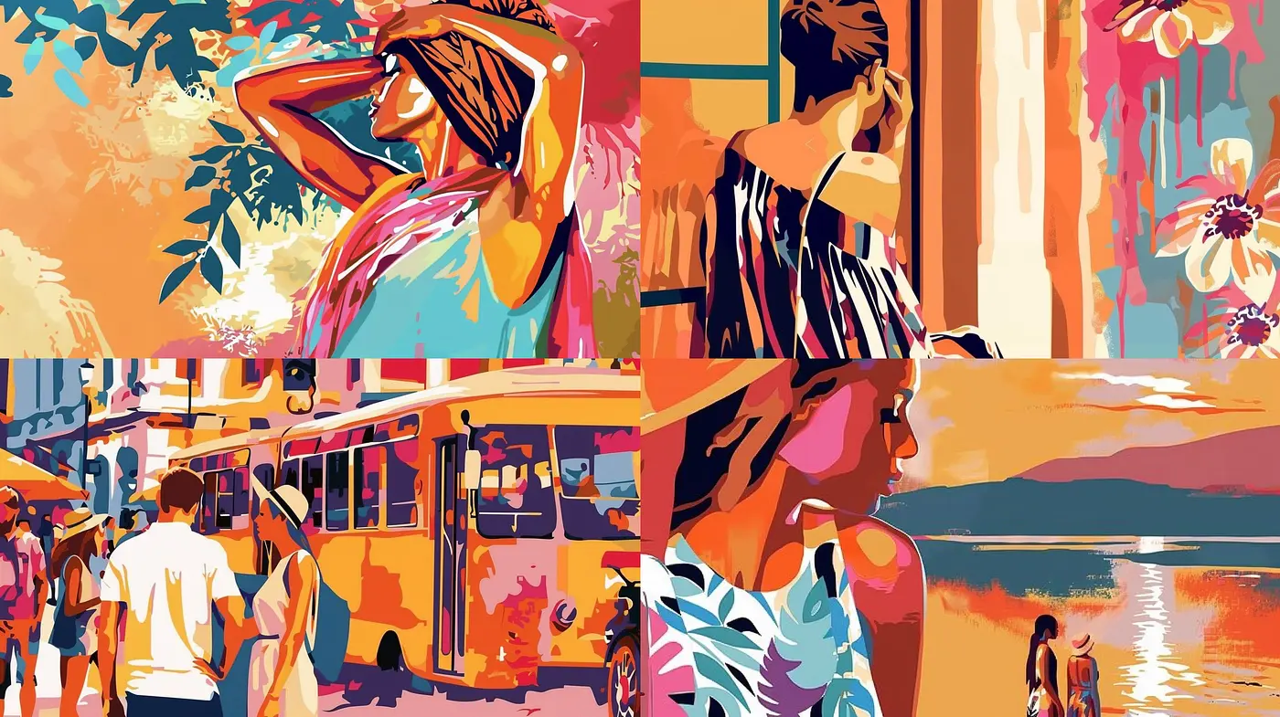 Vibrant Nostalgia: A Fusion of Bold Mid-Century and Pop Art Aesthetics - Midjourney sref style
