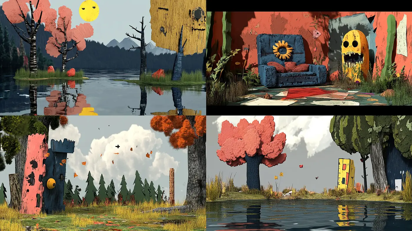Whimsical Brushstroke Harmony with a Vivid and Earthy Palette - Midjourney sref style