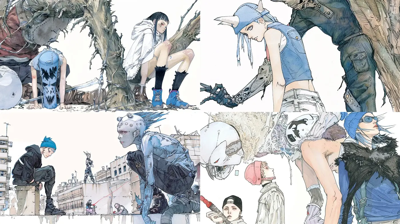 Dystopian Cyberpunk Sketchbook Aesthetics - Midjourney sref style
