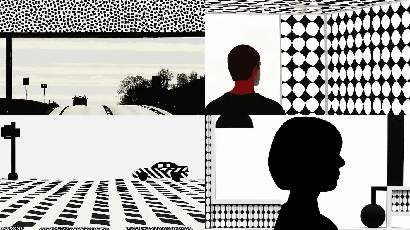Monochromatic Geometric Abstractions with a Modernist Flair - Midjourney sref style