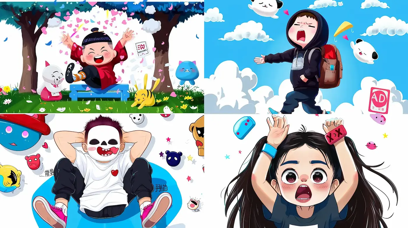Vibrant Expressive Cartoon Style with Playful Elements - Midjourney sref style