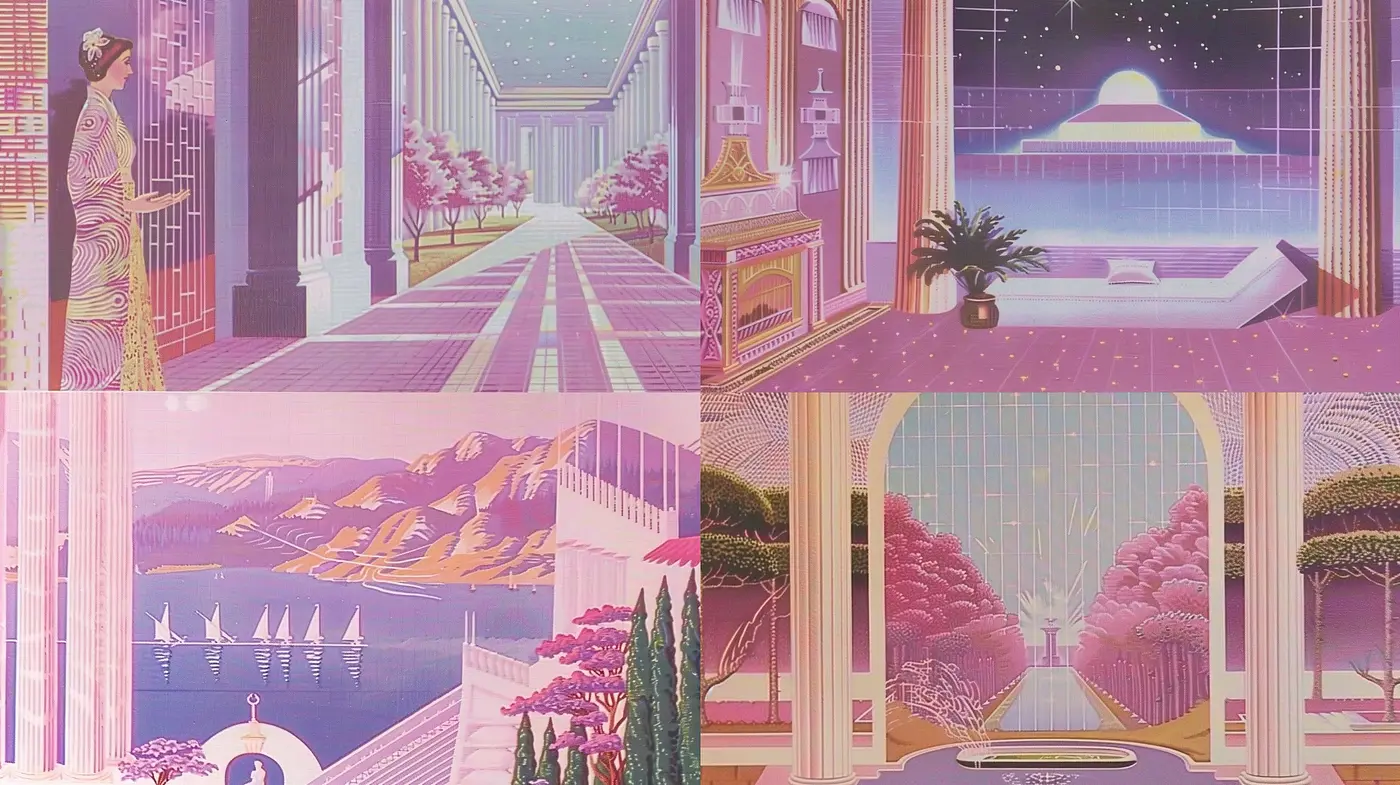Ethereal Retrofuturism: A Synthesis of Pastel Visions and Dreamlike Serenity - Midjourney sref style