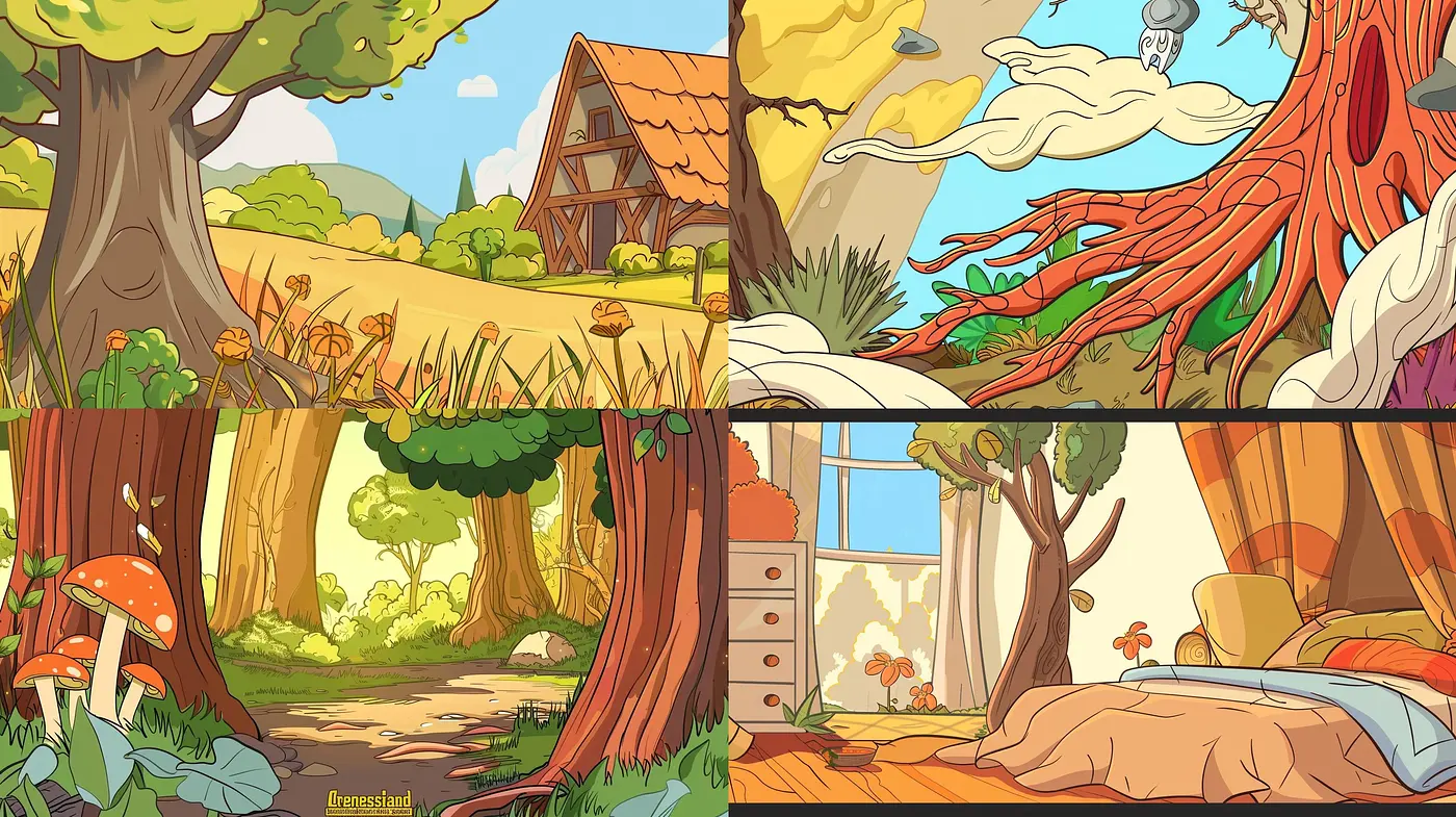 Whimsical Nostalgia: An Exploration of Warm-Toned Fairy Tale Illustrations - Midjourney sref style