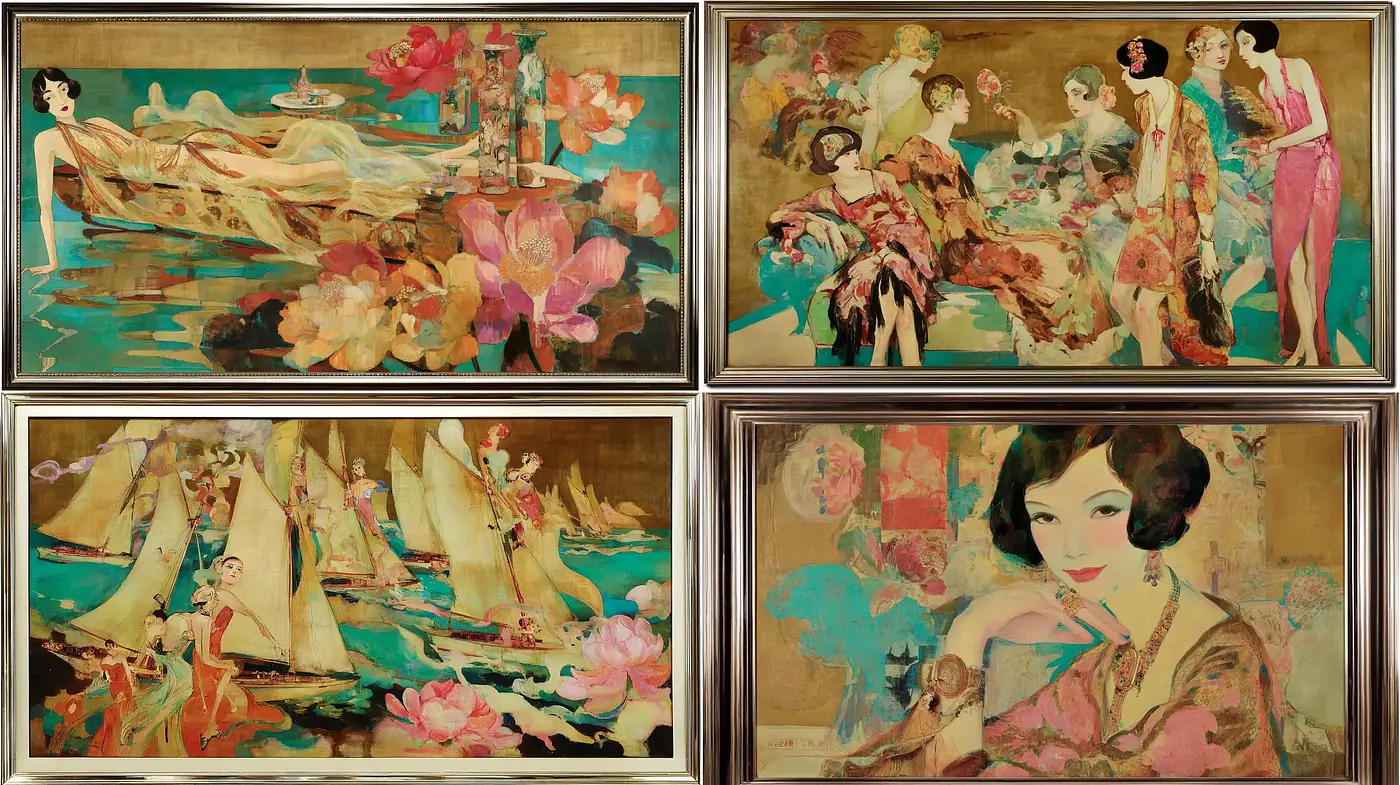 Elegant Art Deco Fusion with Graceful Feminine Figures - Midjourney sref style