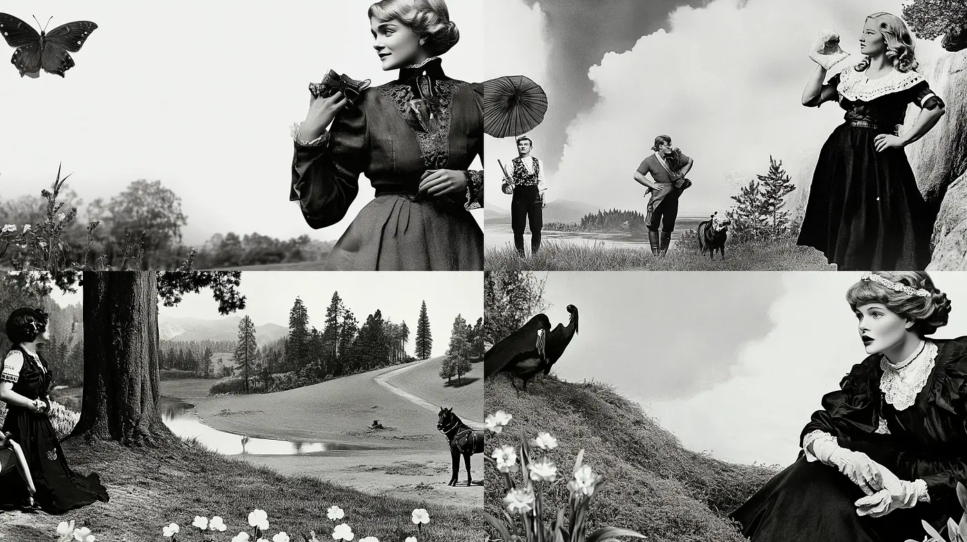 Monochrome Dreamscapes with a Touch of Classical Elegance - Midjourney sref style