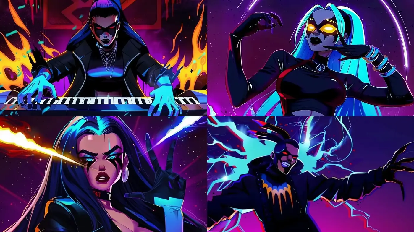 Neon Futuristic Vigor: A Synthesis of Comic Book and Cyberpunk Influences - Midjourney sref style