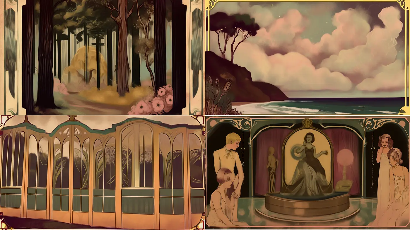 Ethereal Timelessness: A Harmony of Earth Tones and Art Nouveau Elegance - Midjourney sref style