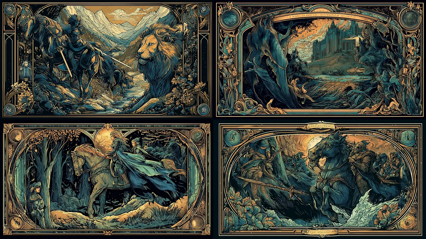 Epic Fantasy Style with Art Nouveau Influences - Midjourney sref style