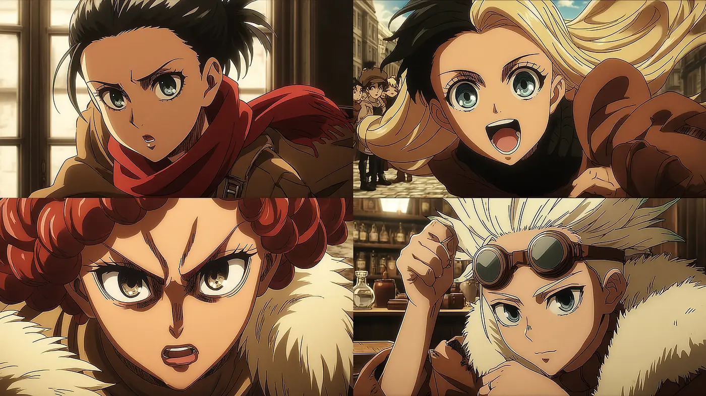 Dynamic and Emotionally Charged Anime-Style Character Portrayals - Midjourney sref style