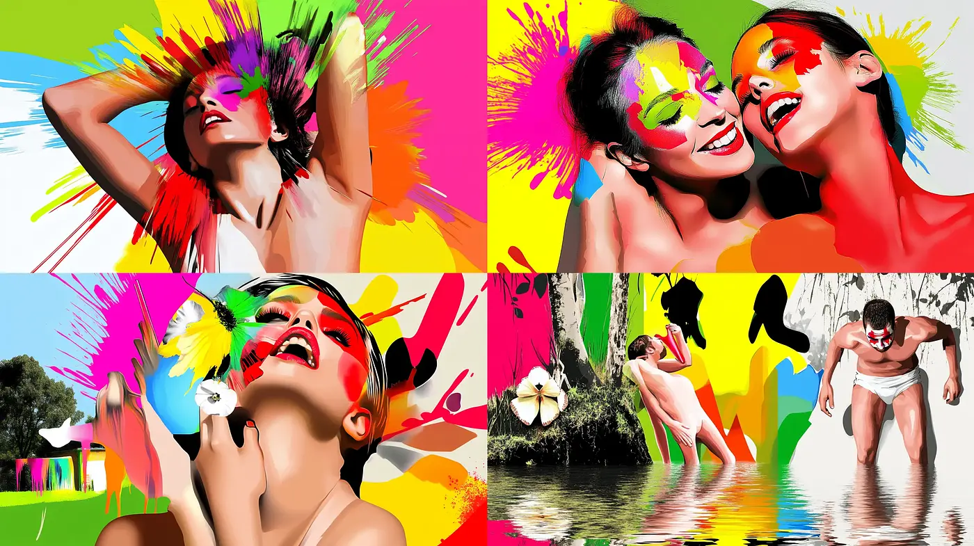 Vibrant Spectrum Fusion: A Lively Juxtaposition of Color and Form - Midjourney sref style