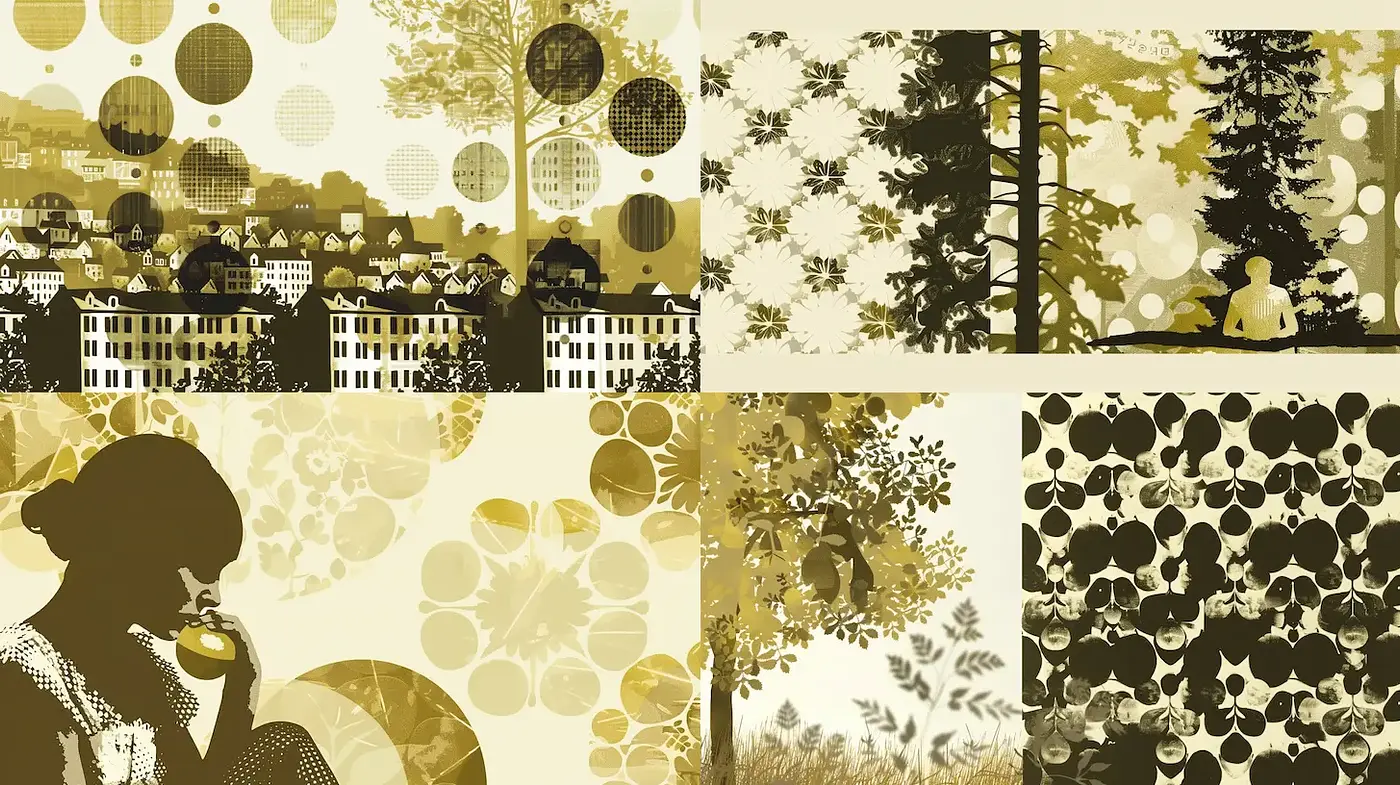 Harmonious Blend of Retro Elegance and Natural Inspirations - Midjourney sref style