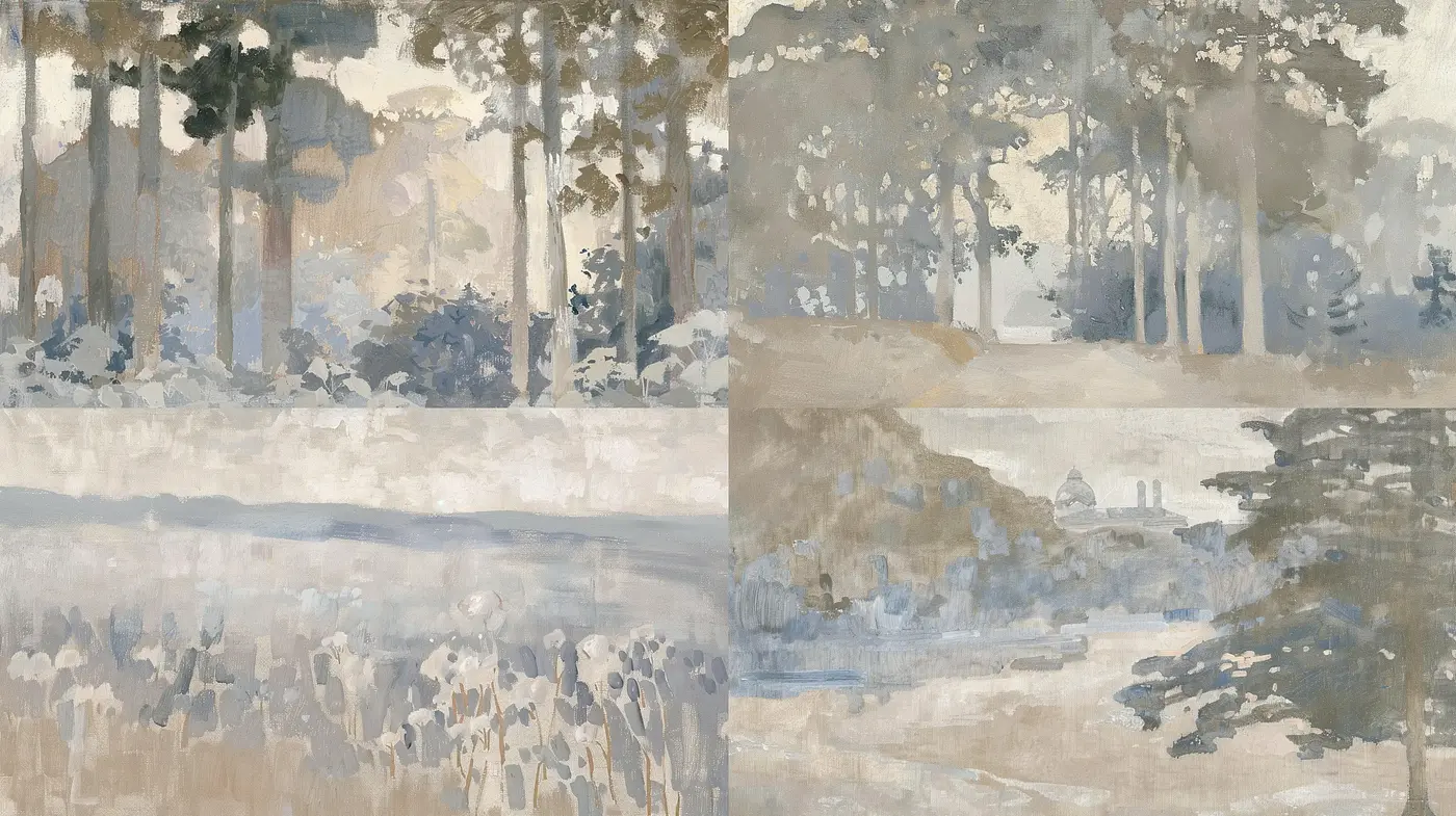 Ethereal Nature Scenes in Muted Impressionistic Tones - Midjourney sref style