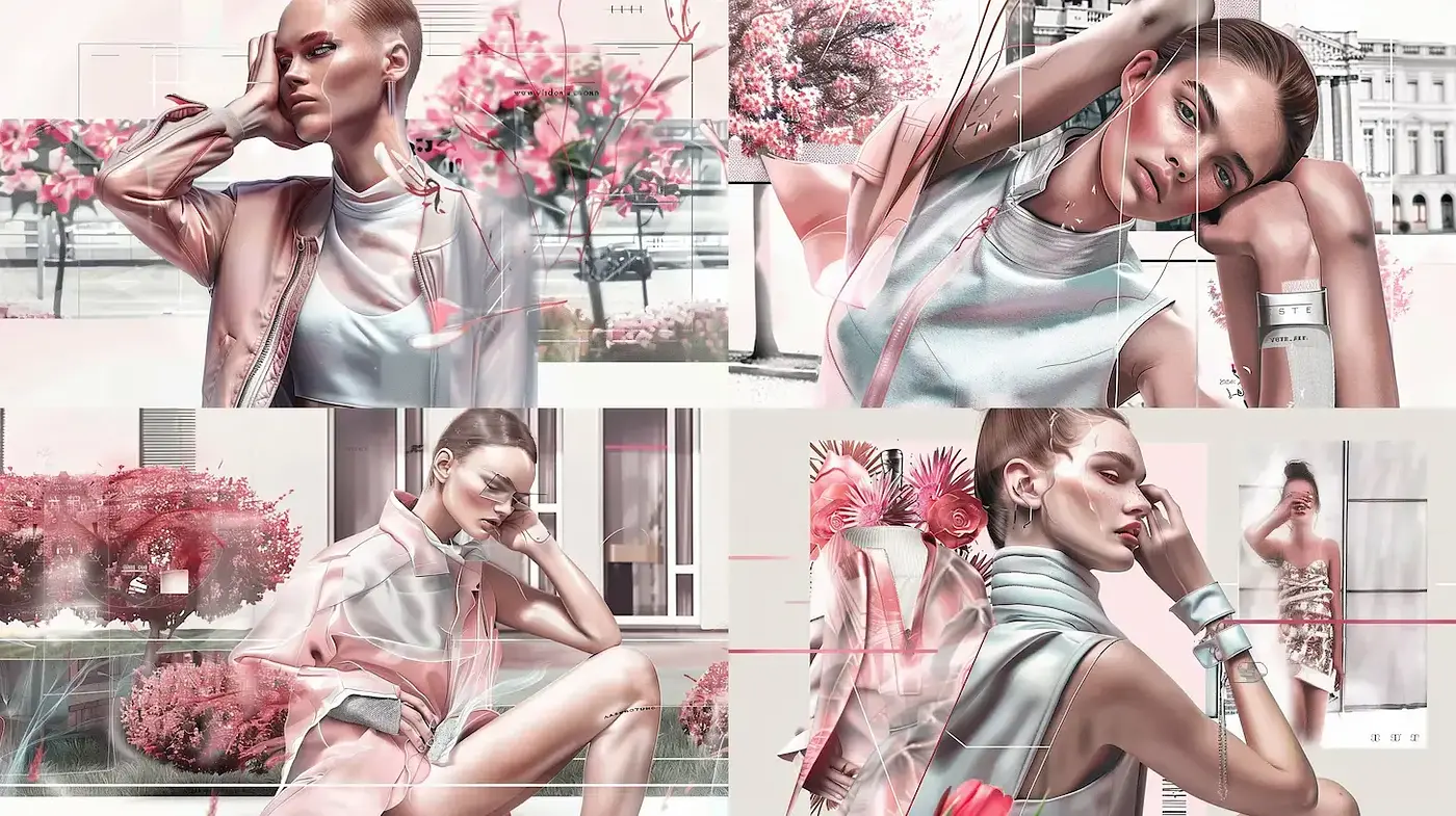 Contemporary Fashion with a Futuristic Aesthetic and Floral Influences - Midjourney sref style