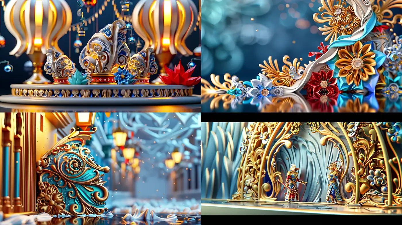 Ornate Baroque-Inspired Digital Fantasia - Midjourney sref style