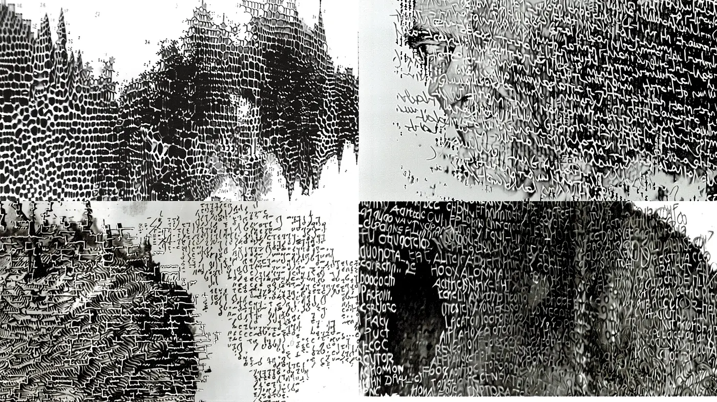 Abstract Textural Exploration in Monochrome - Midjourney sref style