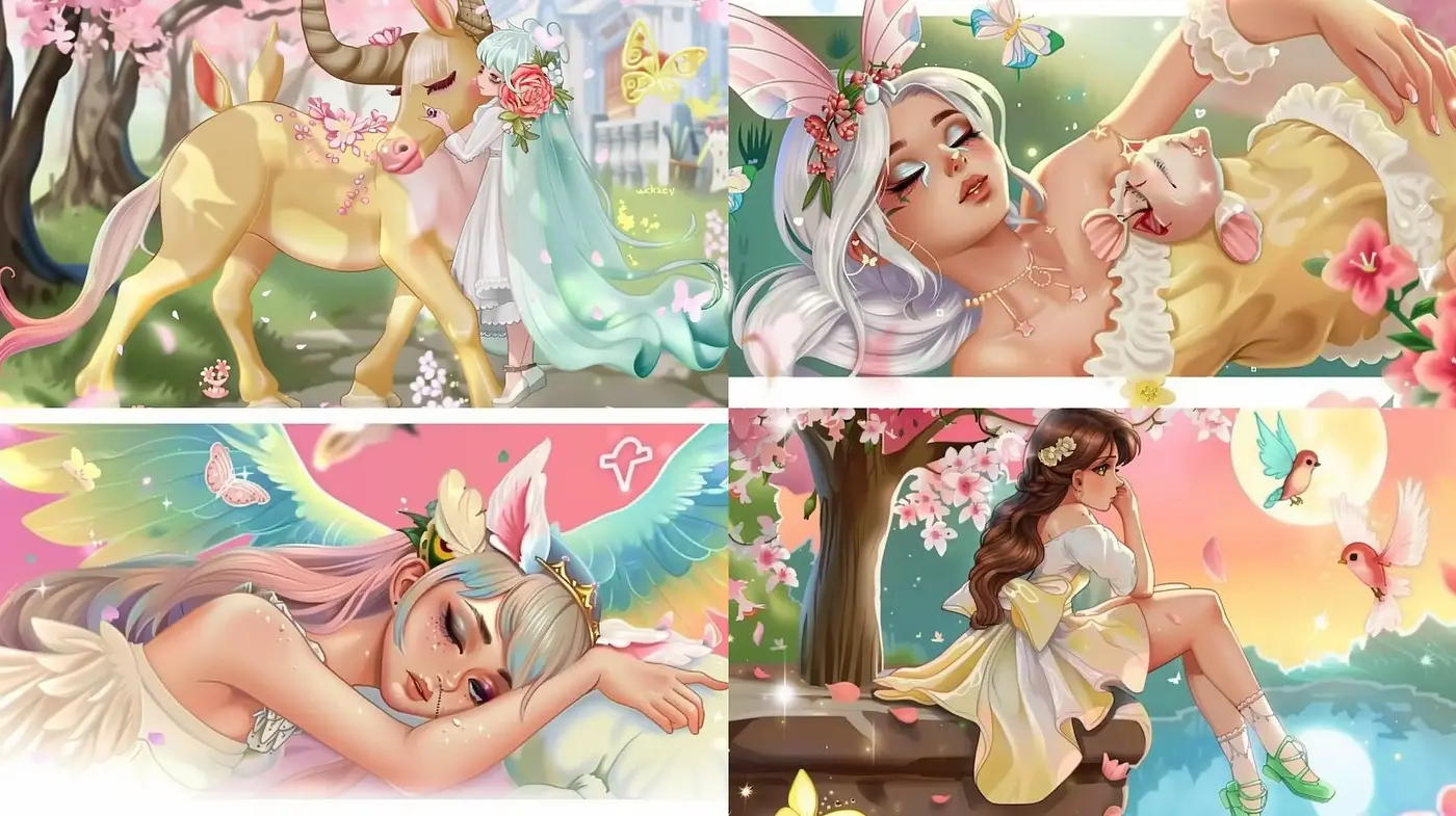 Enchanted Pastel Dreamscape with Ethereal Touch - Midjourney sref style