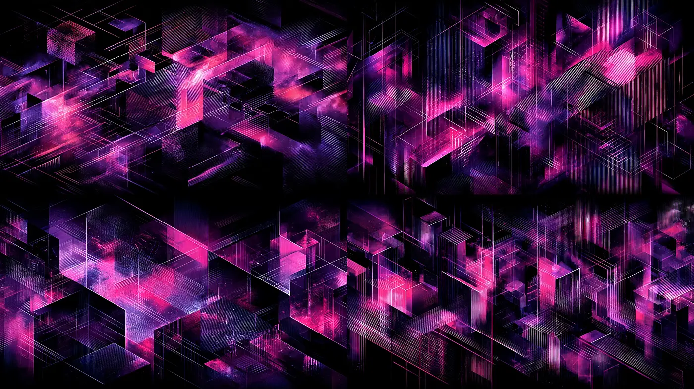 Futuristic Abstract Geometric Art with Neon Highlights - Midjourney sref style