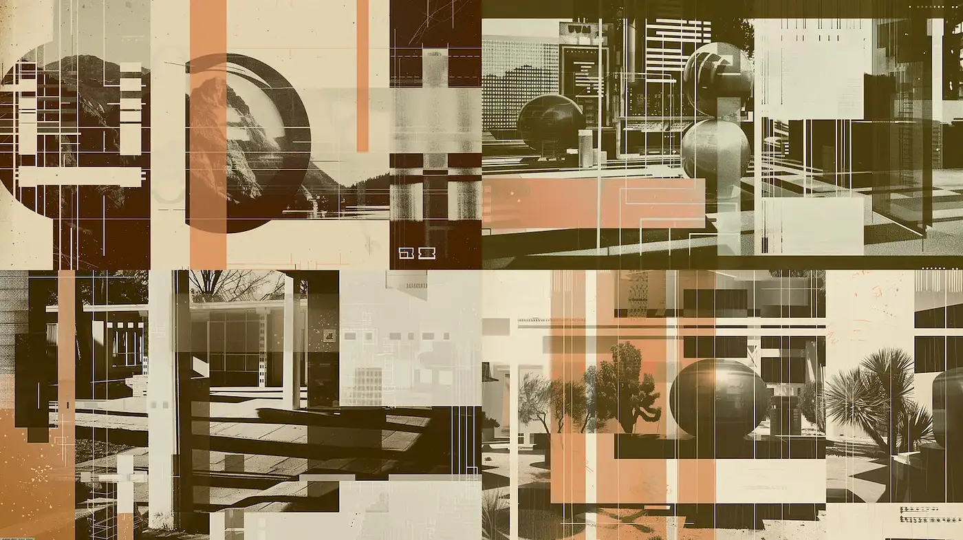 Geometric Abstraction with Vintage Influences in Subdued Tones - Midjourney sref style