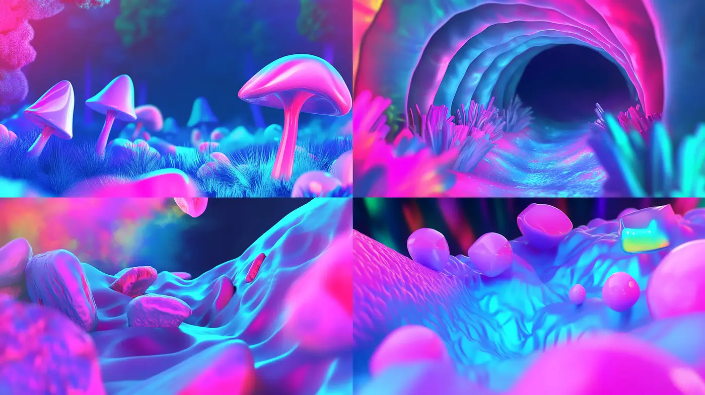 Surreal Neon Dreamscape - A Homage to Luminance and Fantasy - Midjourney sref style