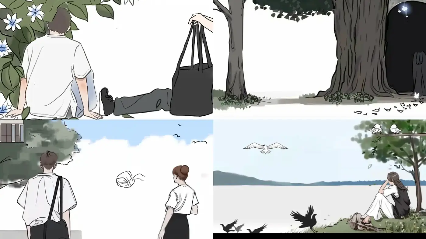 Serene and Contemplative Ink-Wash Illustration Aesthetic - Midjourney sref style