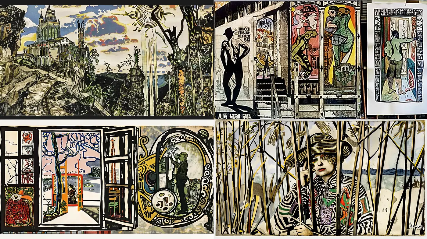Art Nouveau Reverie: A Fusion of Organic Forms and Stylized Lines in Illustrative Storytelling - Midjourney sref style