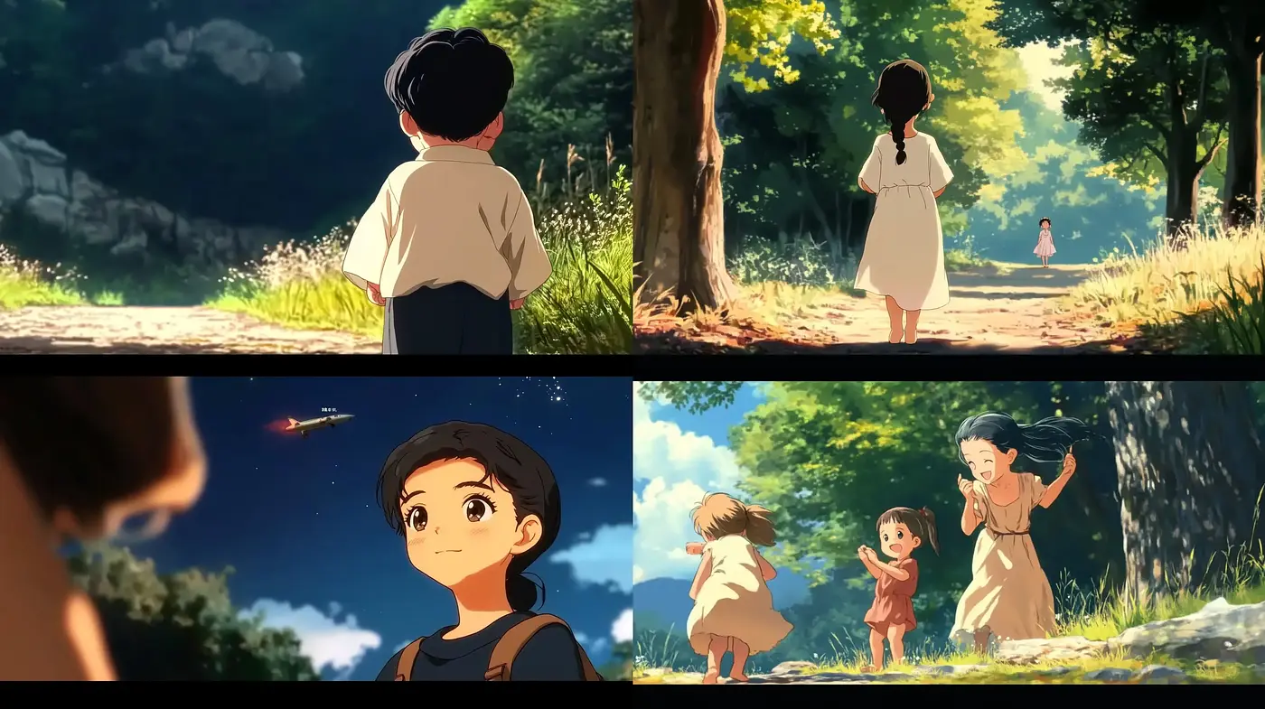 Idyllic Anime-Inspired Pastoral Scenes with Warm Tonal Harmony - Midjourney sref style