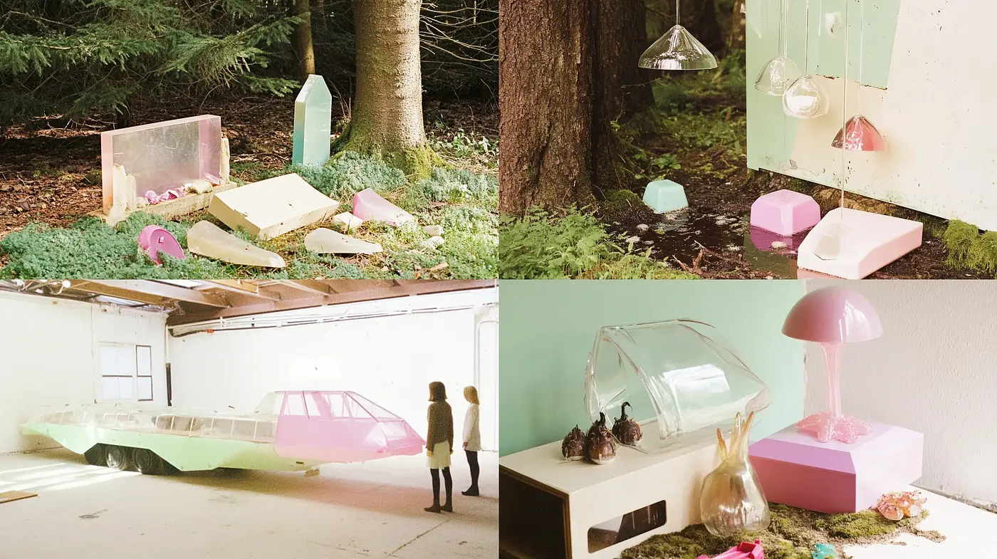 Surreal Pastel Dreamscapes with Retrofuturistic Elements - Midjourney sref style