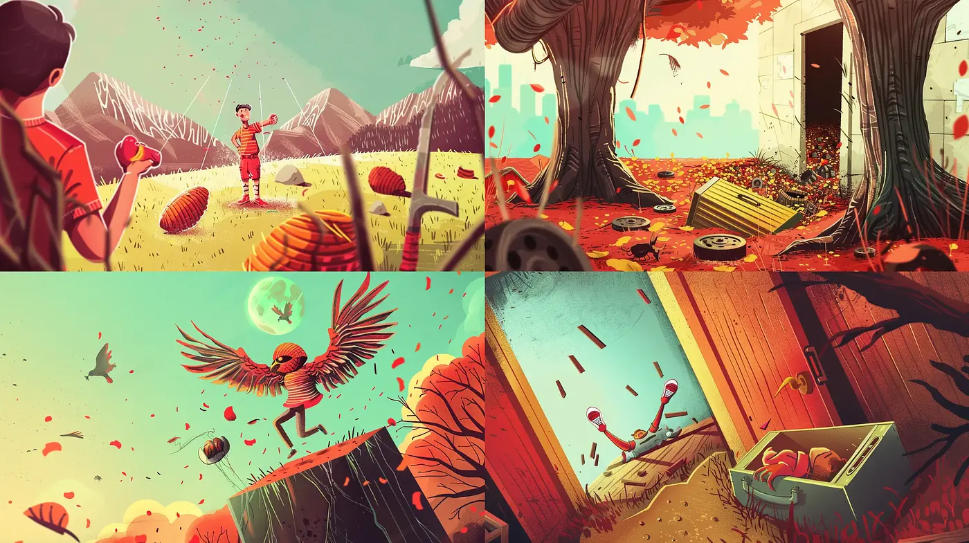 Surreal Autumnal Dreamscape in Vivid Hues - Midjourney sref style