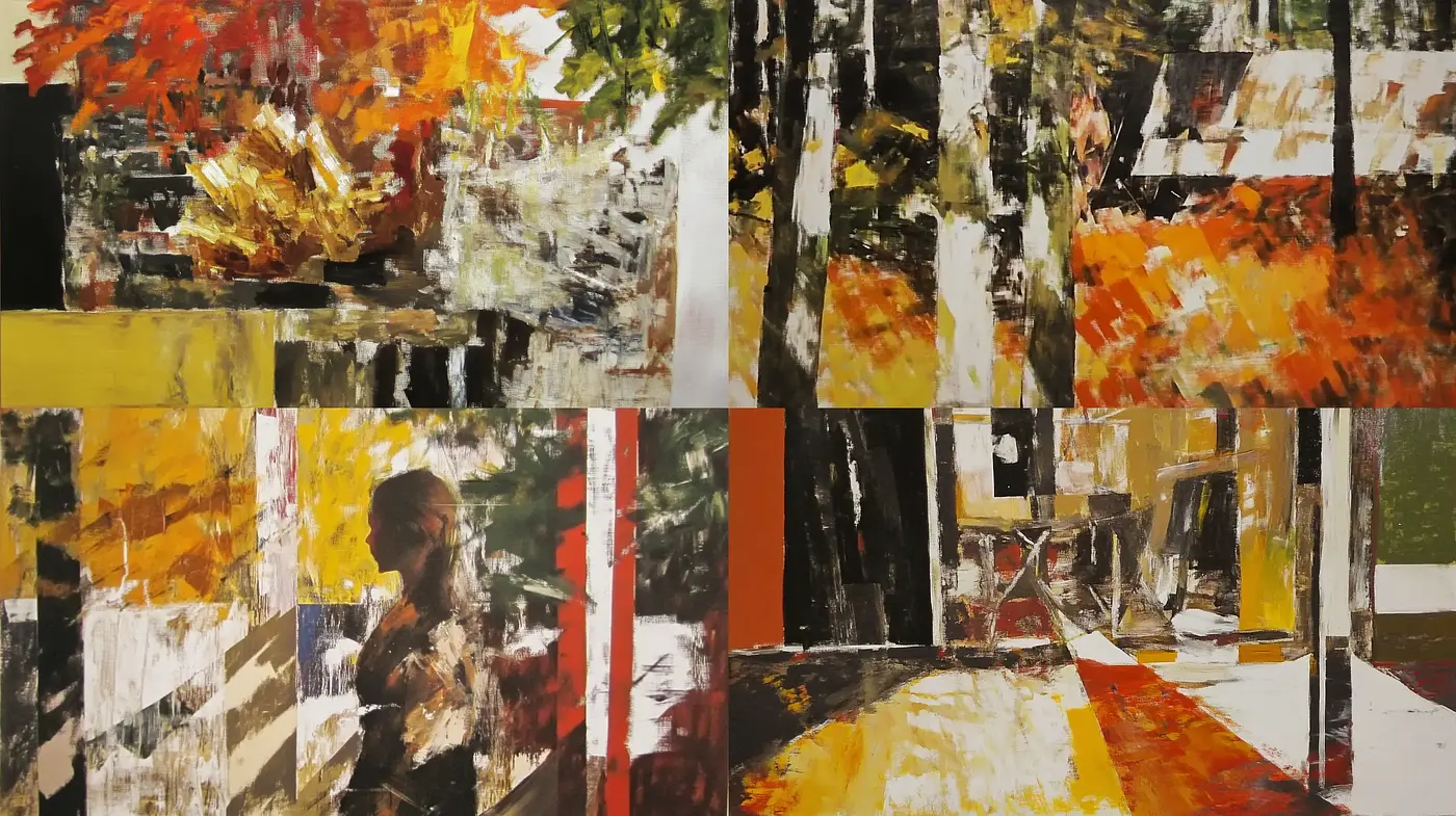 Abstract Expressionist Fusion with Vivid Autumnal Palette - Midjourney sref style