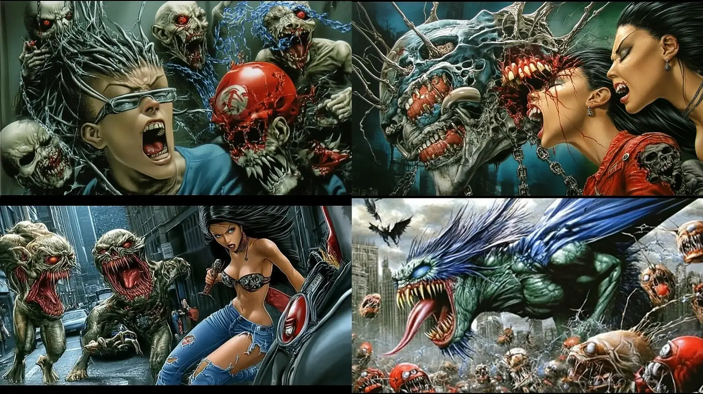 Dynamic Hyper-Detailed Horror Fantasy Fusion - Midjourney sref style
