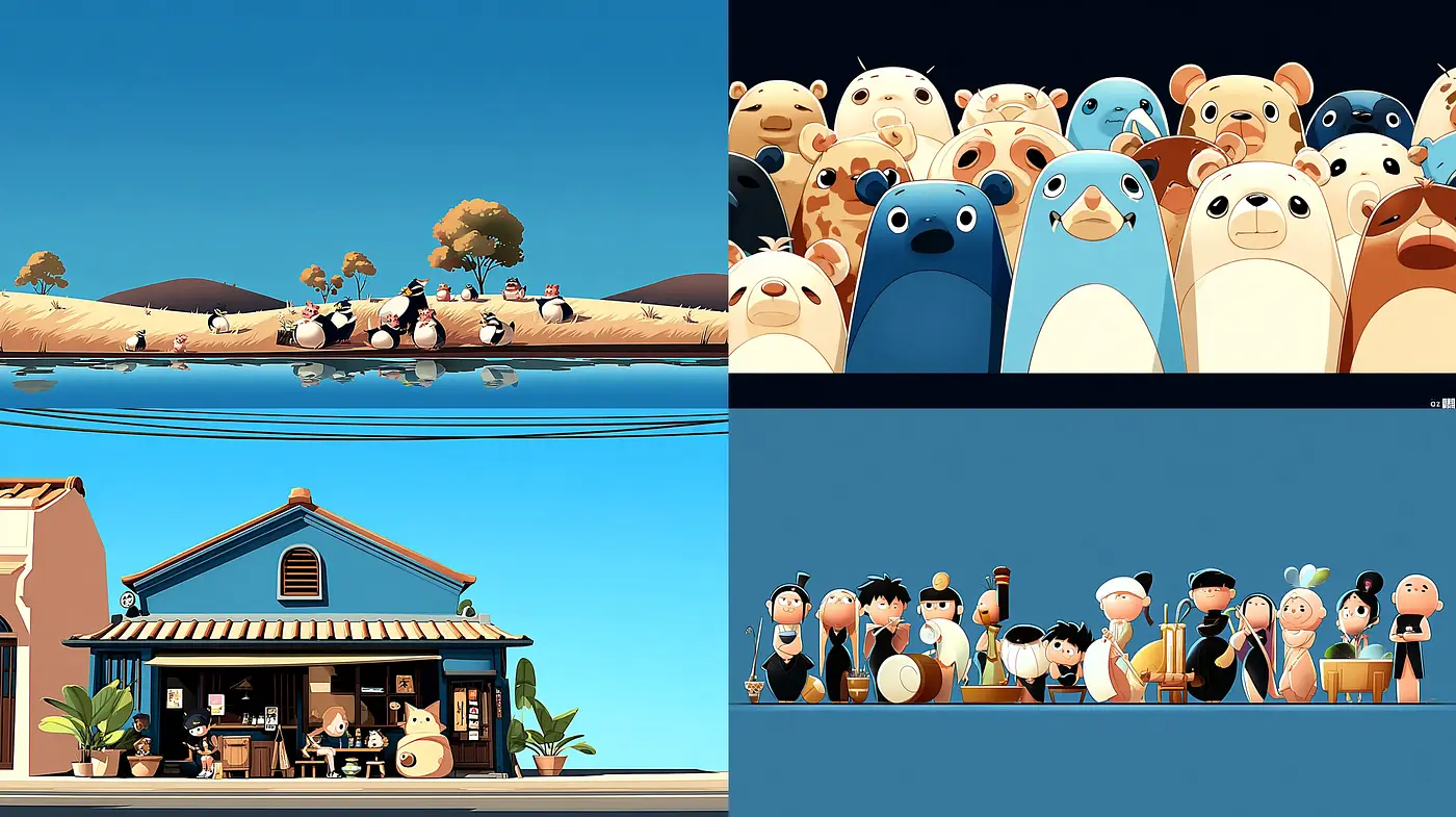 Playful and Whimsical Animated Aesthetic with a Community Vibe - Midjourney sref style
