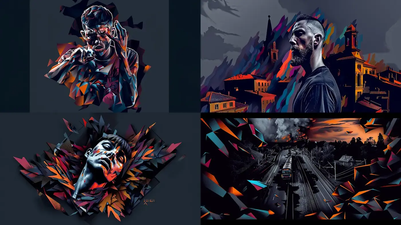 Dynamic and vibrant low-poly art with dramatic contrasts - Midjourney sref style