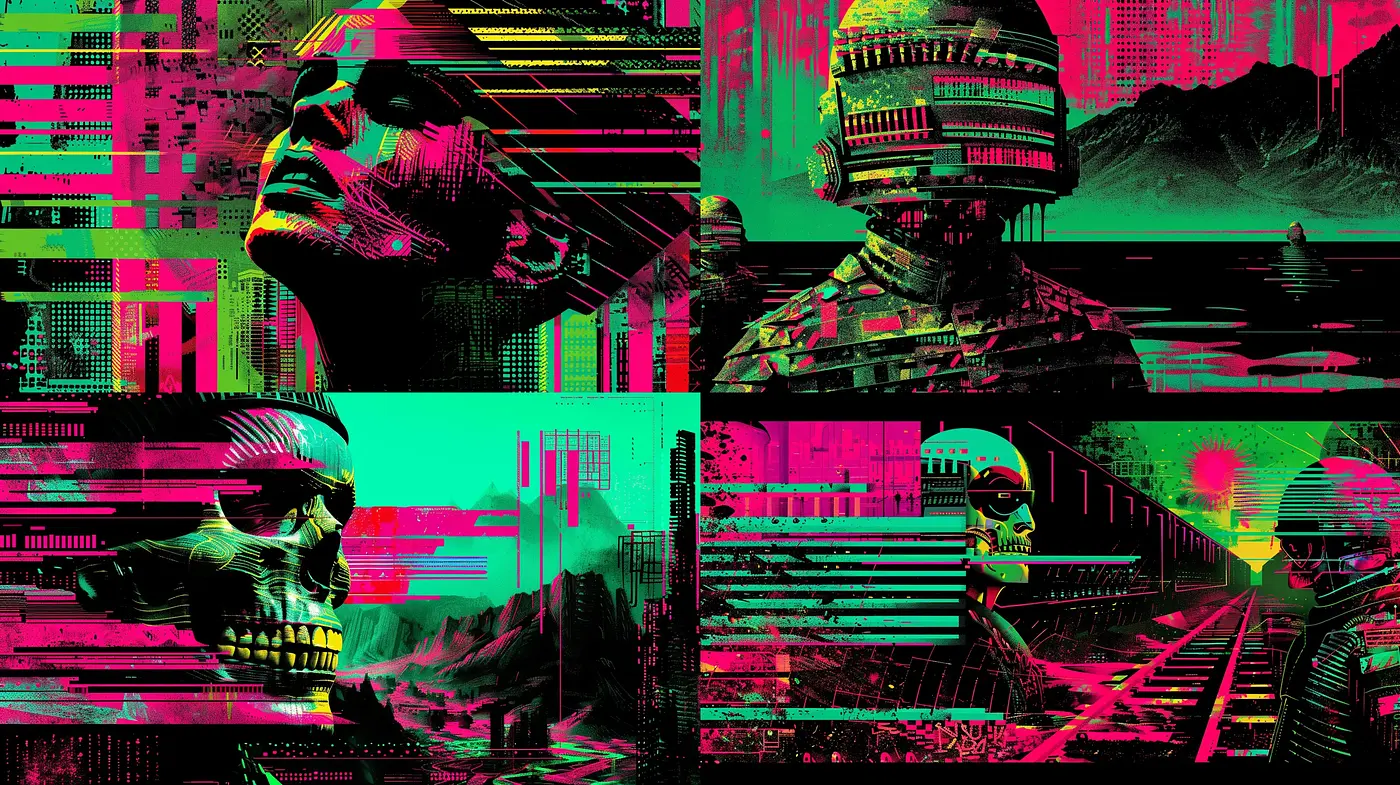 Neon Glitch Cyberpunk Aesthetic - Midjourney sref style