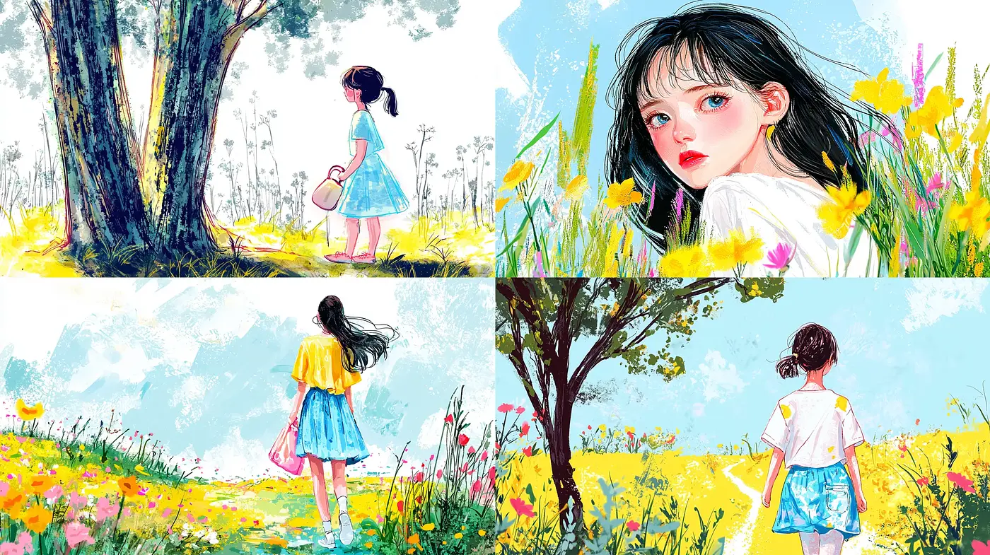 Idyllic Pastoral Scenes with a Bright Anime-inspired Aesthetic - Midjourney sref style