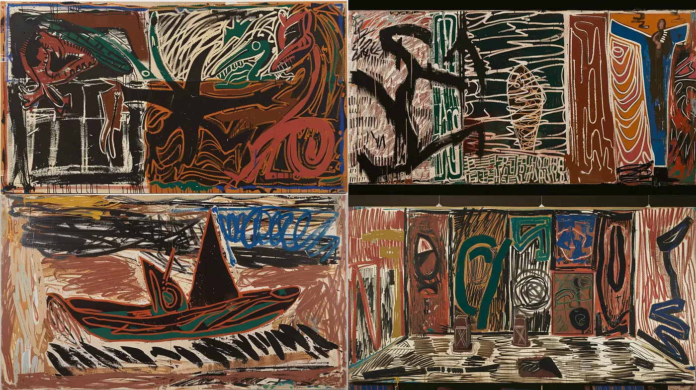 Abstract Primitivism Fusion with Vibrant Expressionist Undertones - Midjourney sref style
