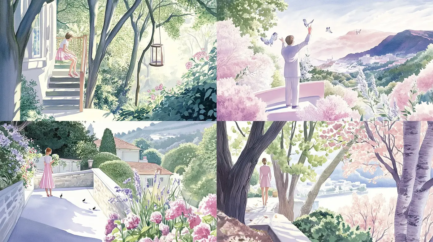 Serene Pastel Vistas: A Harmonious Blend of Gentle Hues - Midjourney sref style