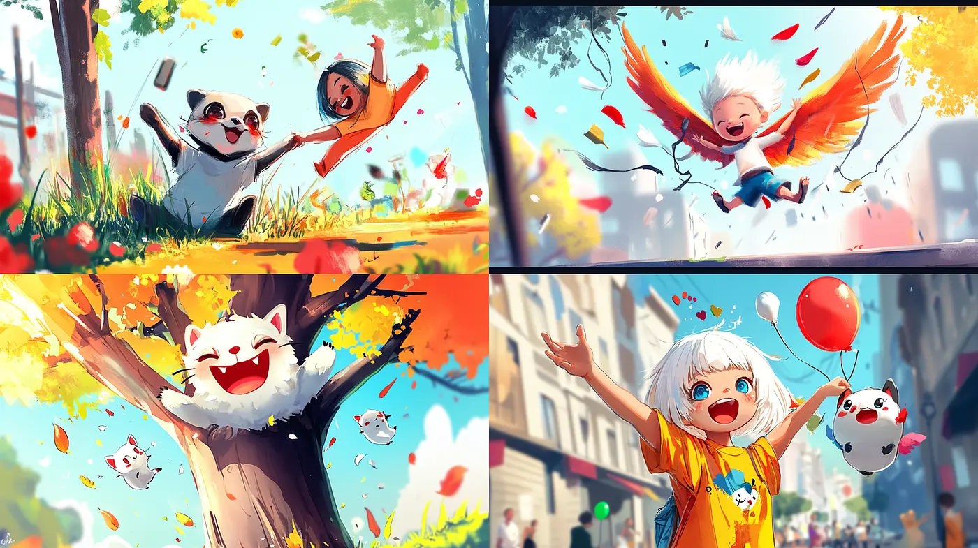 Vibrant and Whimsical Illustrations Encouraging Joy and Playfulness - Midjourney sref style