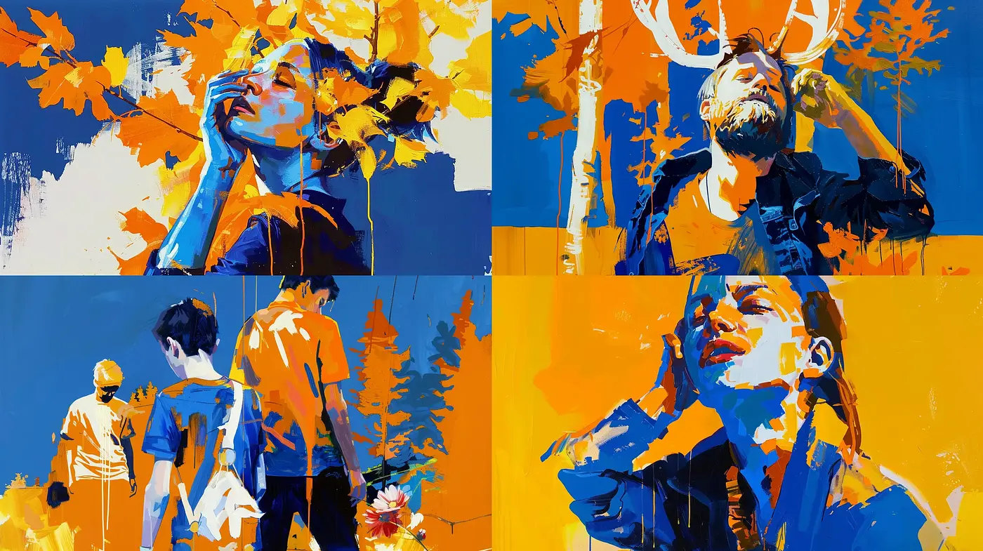 Vibrant Expressionism in a Contemporary Autumnal Palette - Midjourney sref style