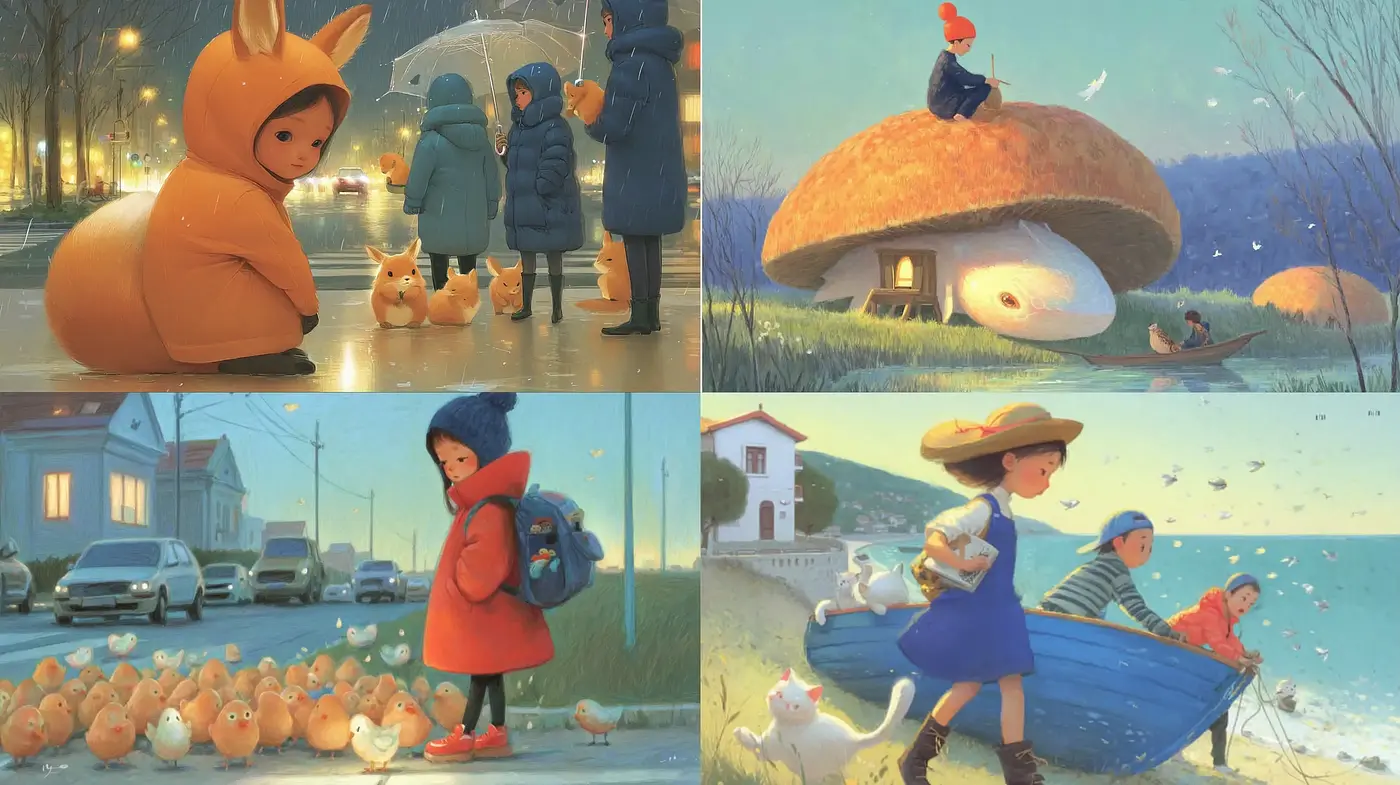 Whimsical Illustrations with Soft Pastel Tones  - Midjourney sref style