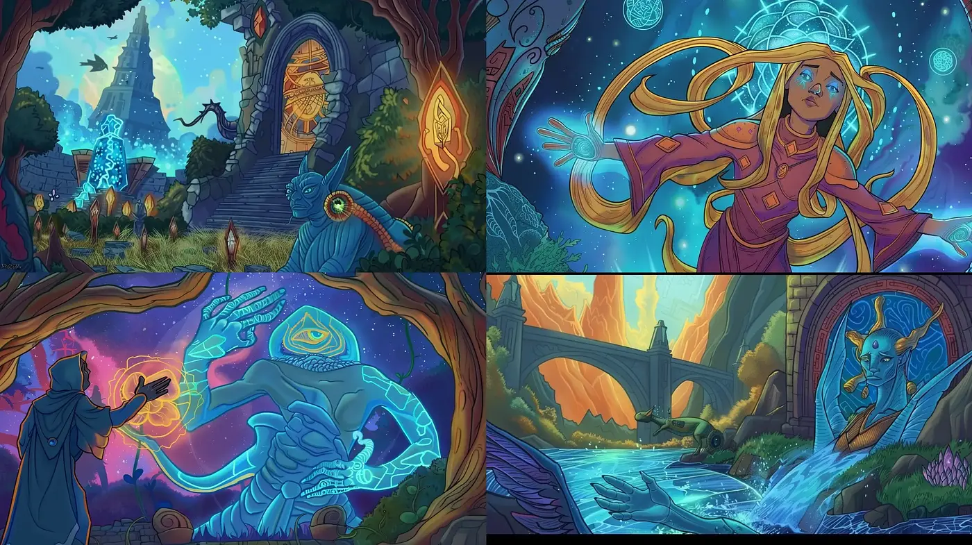 Enchanted Realms of Twilight Hues: A Magical Illustration Series - Midjourney sref style
