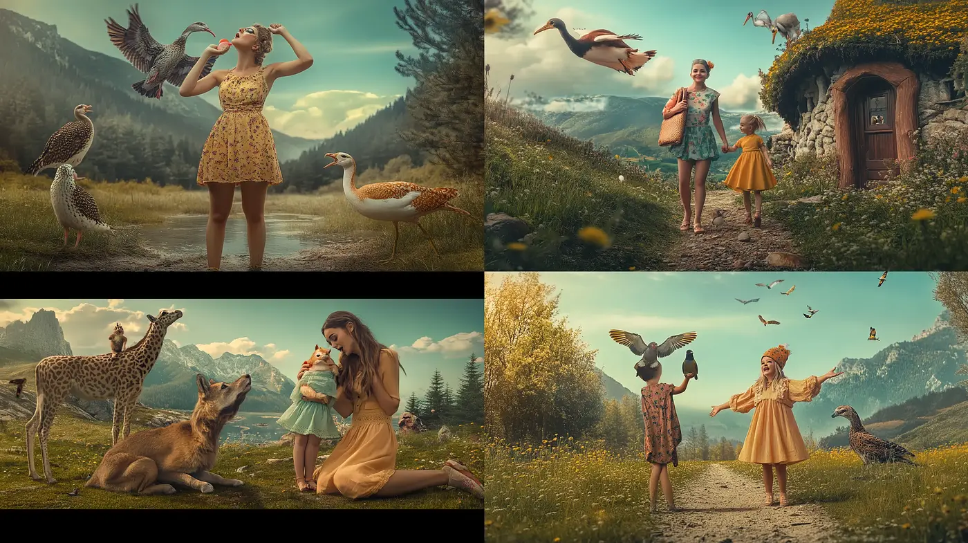 Whimsical Pastoral Elegance with Surrealist Touches - Midjourney sref style