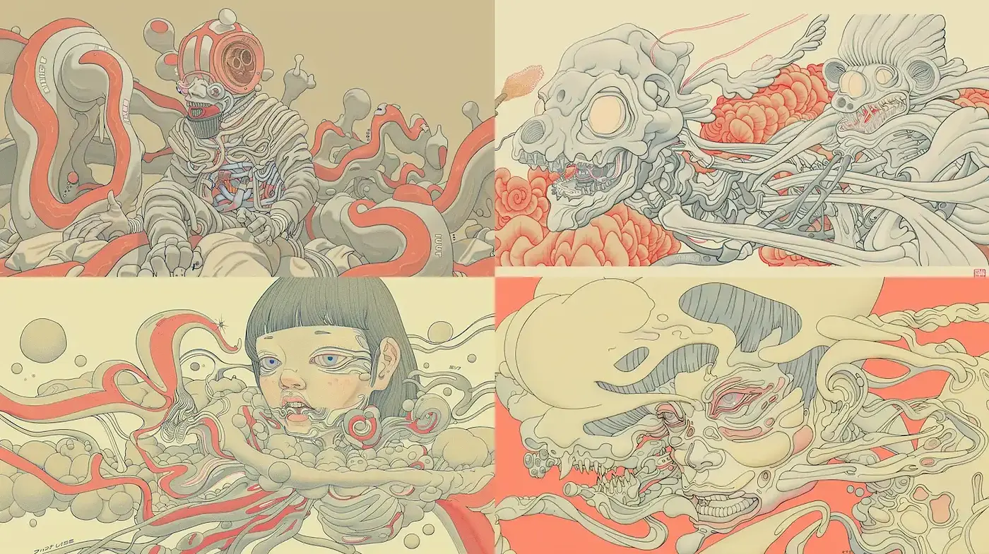 Ethereal Visuals with Organic Motifs and Surreal Composition - Midjourney sref style