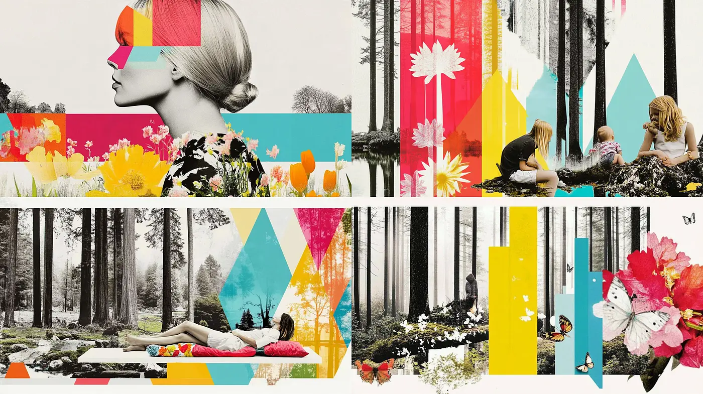 Vibrant Fusion of Nature and Abstract Elements with a Contemporary Art Influence - Midjourney sref style