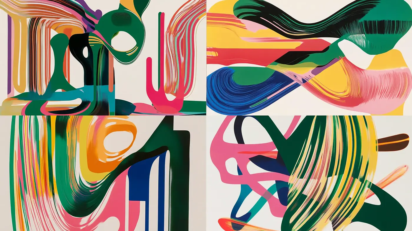 Abstract Flow of Vibrant Hues in a Modernist Expression - Midjourney sref style